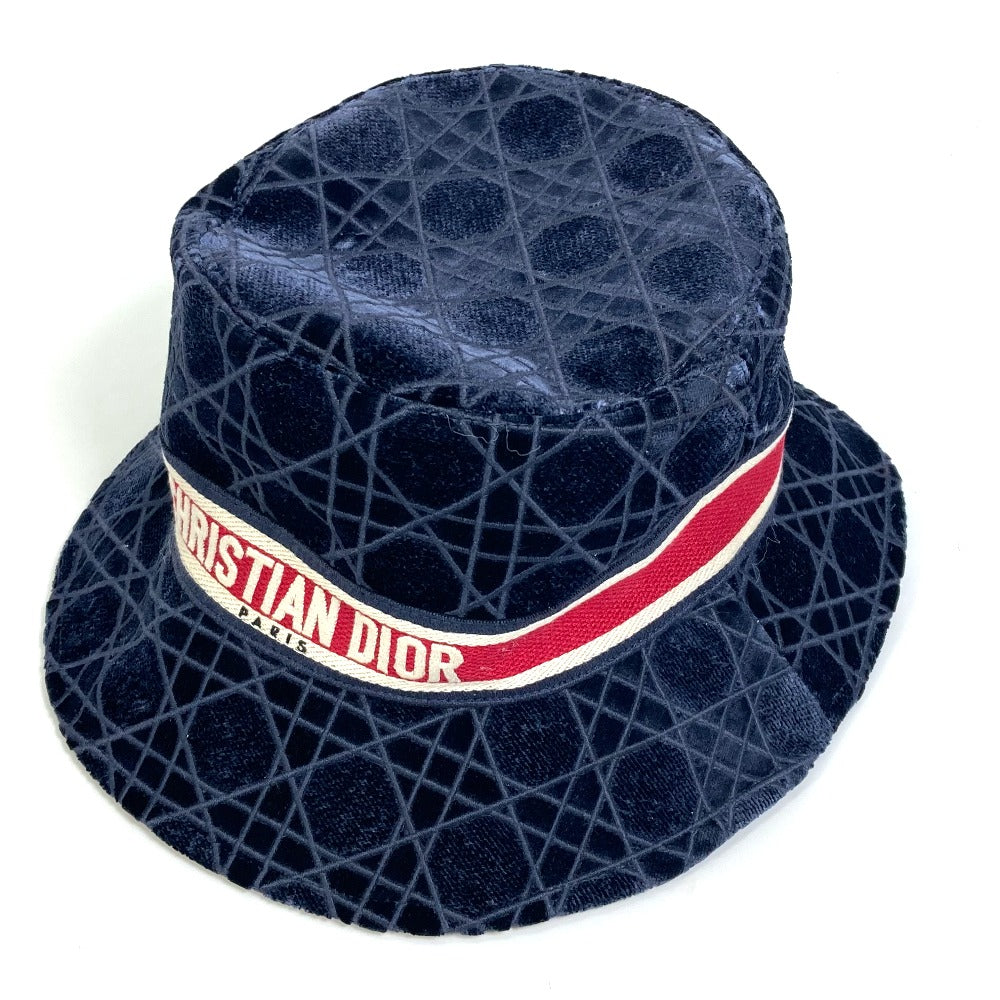 Dior 15CAN923X134 21AW ベロア カナージュ ロゴ ボブ 帽子 バケットハット ハット コットン ユニセックス ネイビー