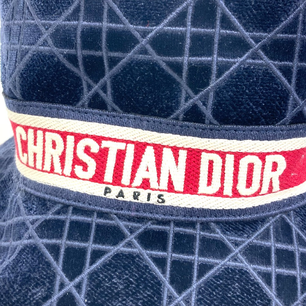 Dior 15CAN923X134 21AW ベロア カナージュ ロゴ ボブ 帽子 バケットハット ハット コットン ユニセックス ネイビー
