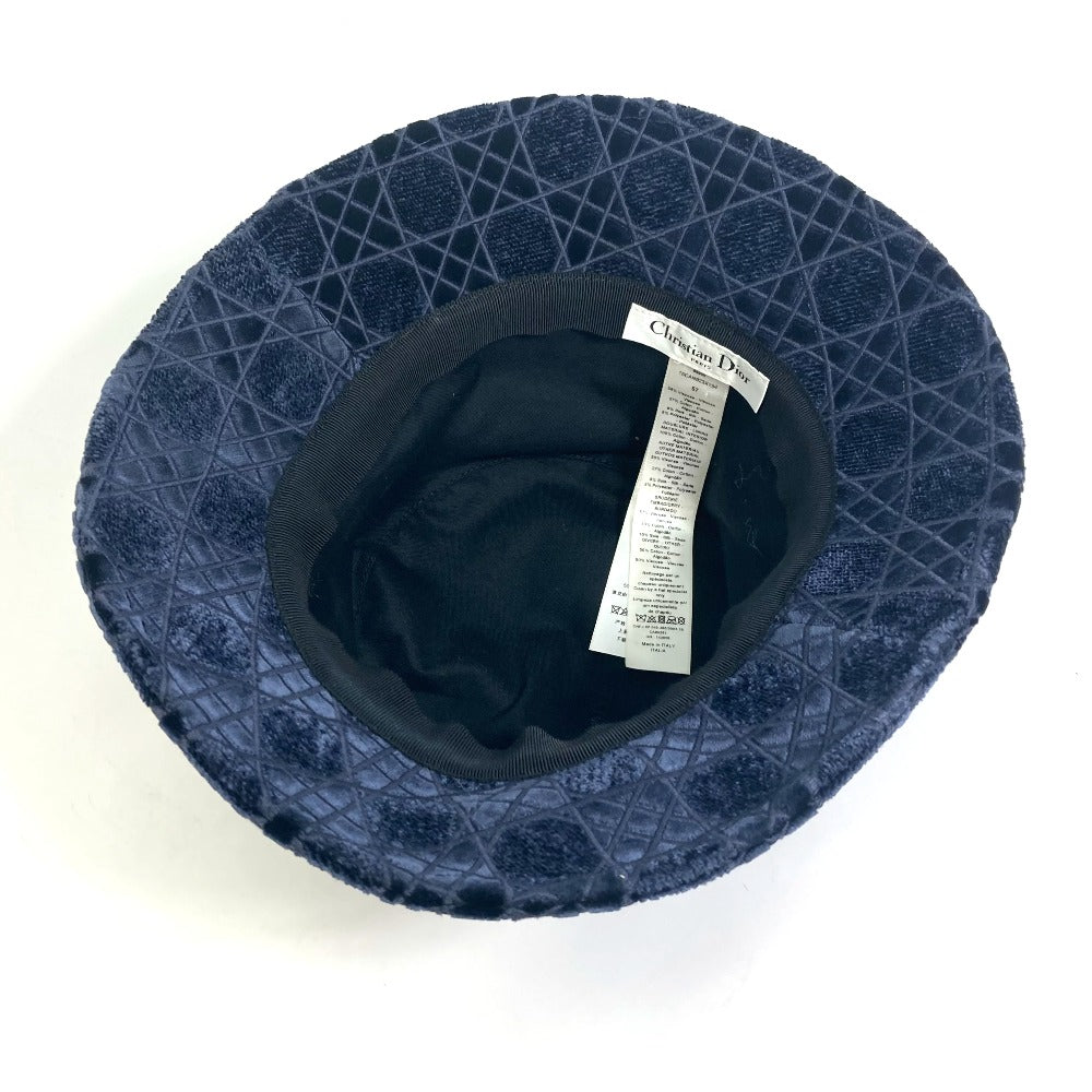 Dior 15CAN923X134 21AW ベロア カナージュ ロゴ ボブ 帽子 バケットハット ハット コットン ユニセックス ネイビー