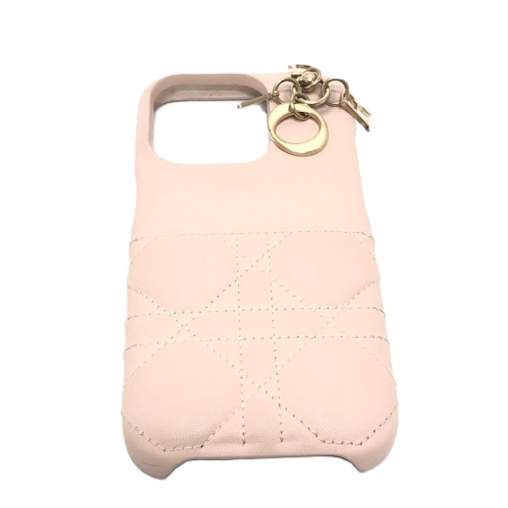 Dior レディディオール カナージュ 15pro ケース アイフォンケース 15proケース iPhoneケース ラムスキン レディース ピンク - brandshop-reference