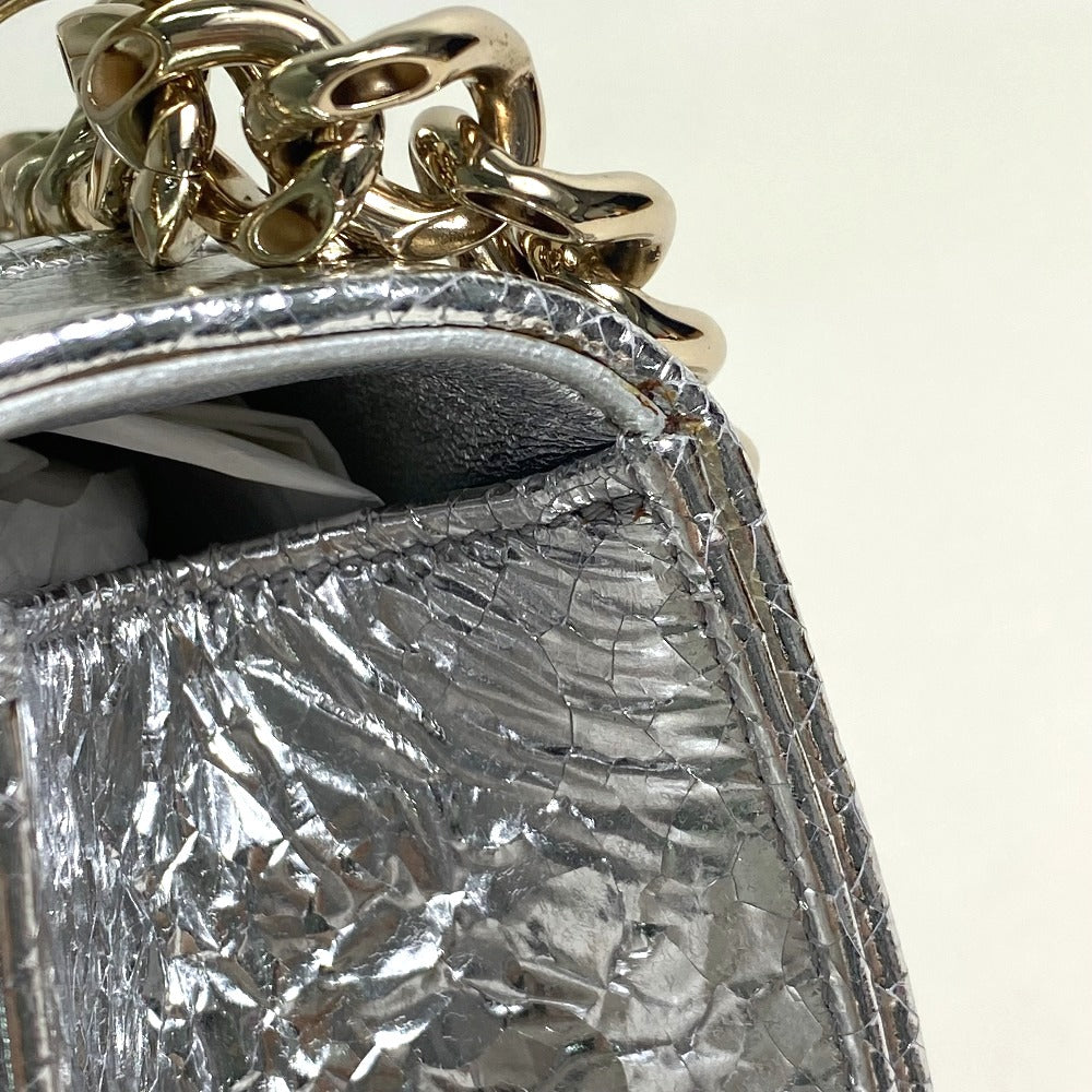 Dior Small Flap Bag, DIORAMA Chain Shoulder Bag, Leather, Silver, Women's