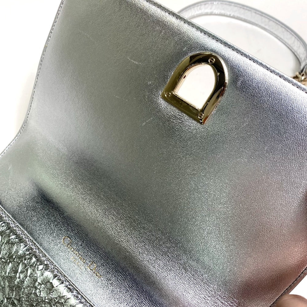Dior Small Flap Bag, DIORAMA Chain Shoulder Bag, Leather, Silver, Women's