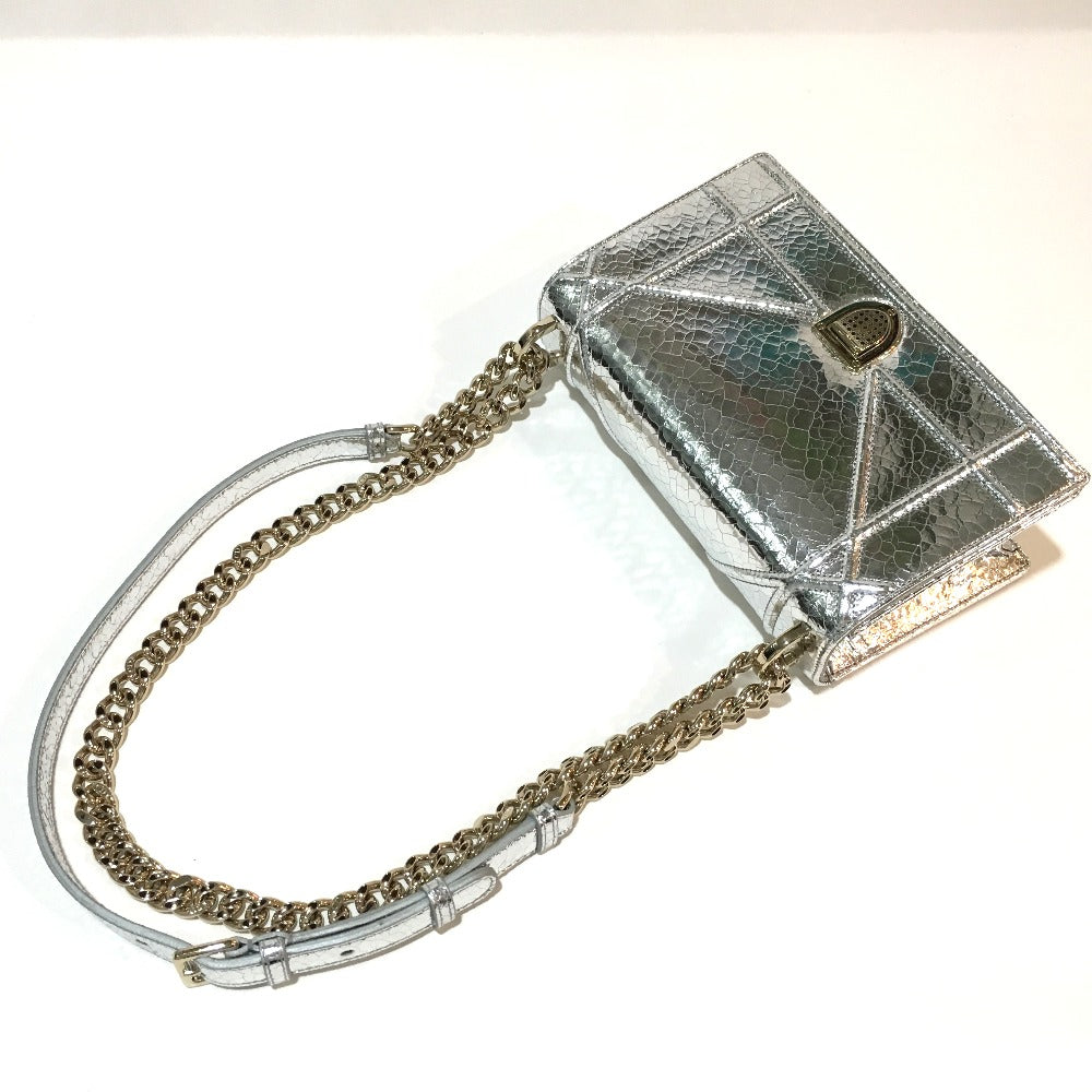 Dior Small Flap Bag, DIORAMA Chain Shoulder Bag, Leather, Silver, Women's