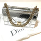 Dior Small Flap Bag, DIORAMA Chain Shoulder Bag, Leather, Silver, Women's