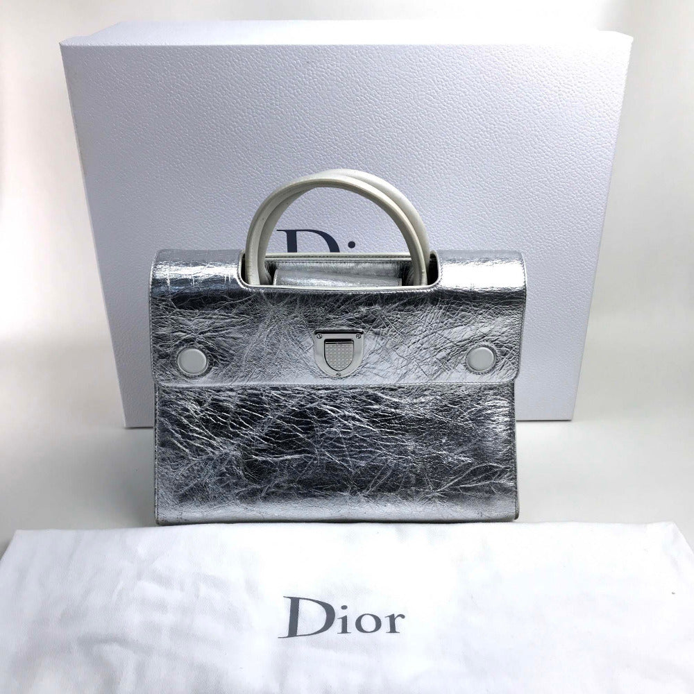 Christian Dior DIOREVER ディオールエバー カバン 2WAY ハンドバッグ レザー レディース メタリックシルバー