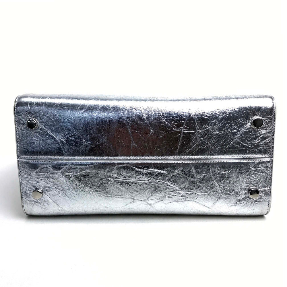 Christian Dior DIOREVER ディオールエバー カバン 2WAY ハンドバッグ レザー レディース メタリックシルバー