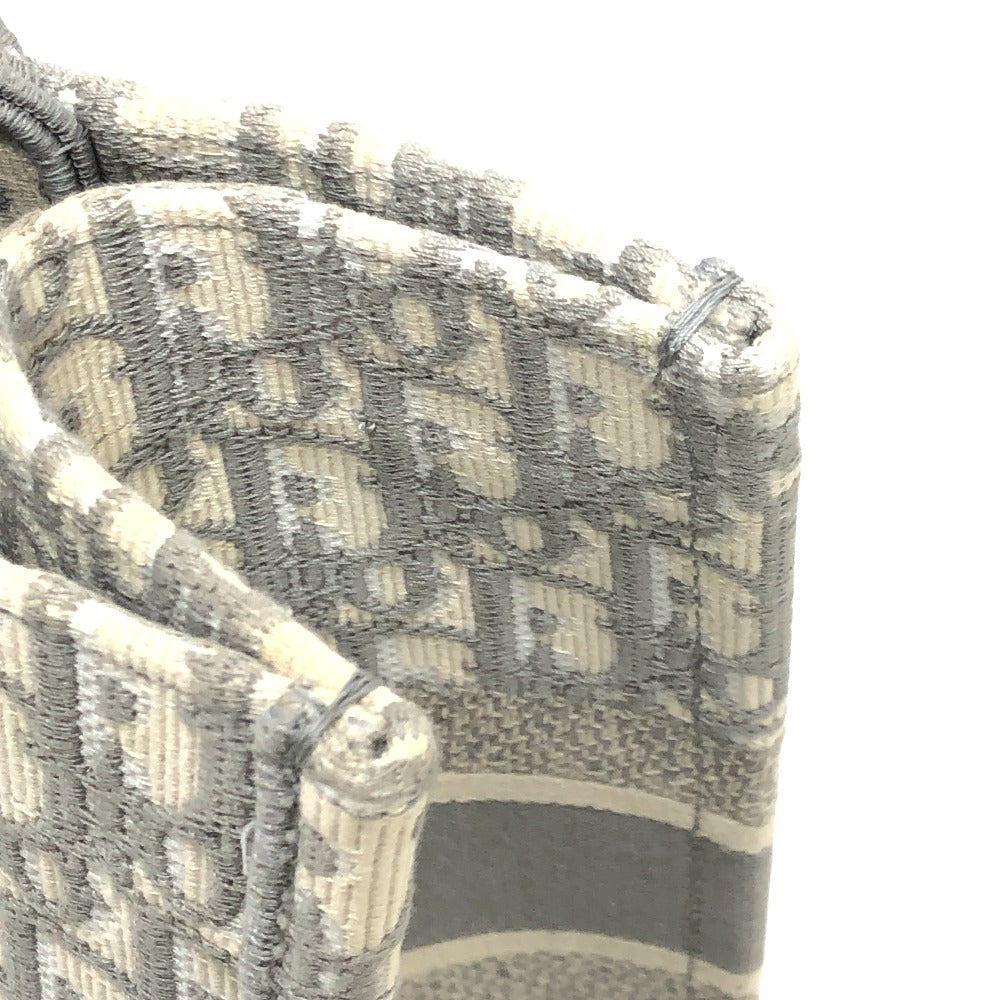 Dior ブックトート ミディアム カバン ハンドバッグ オブリーク エンブロイダリー トートバッグ キャンバス レディース グレー