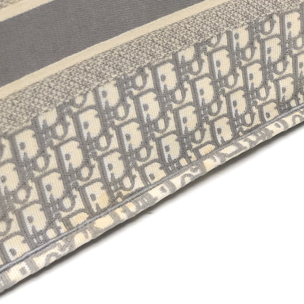 Dior ブックトート ミディアム カバン ハンドバッグ オブリーク エンブロイダリー トートバッグ キャンバス レディース グレー