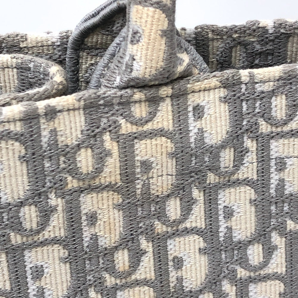 Dior ブックトート ミディアム カバン ハンドバッグ オブリーク エンブロイダリー トートバッグ キャンバス レディース グレー