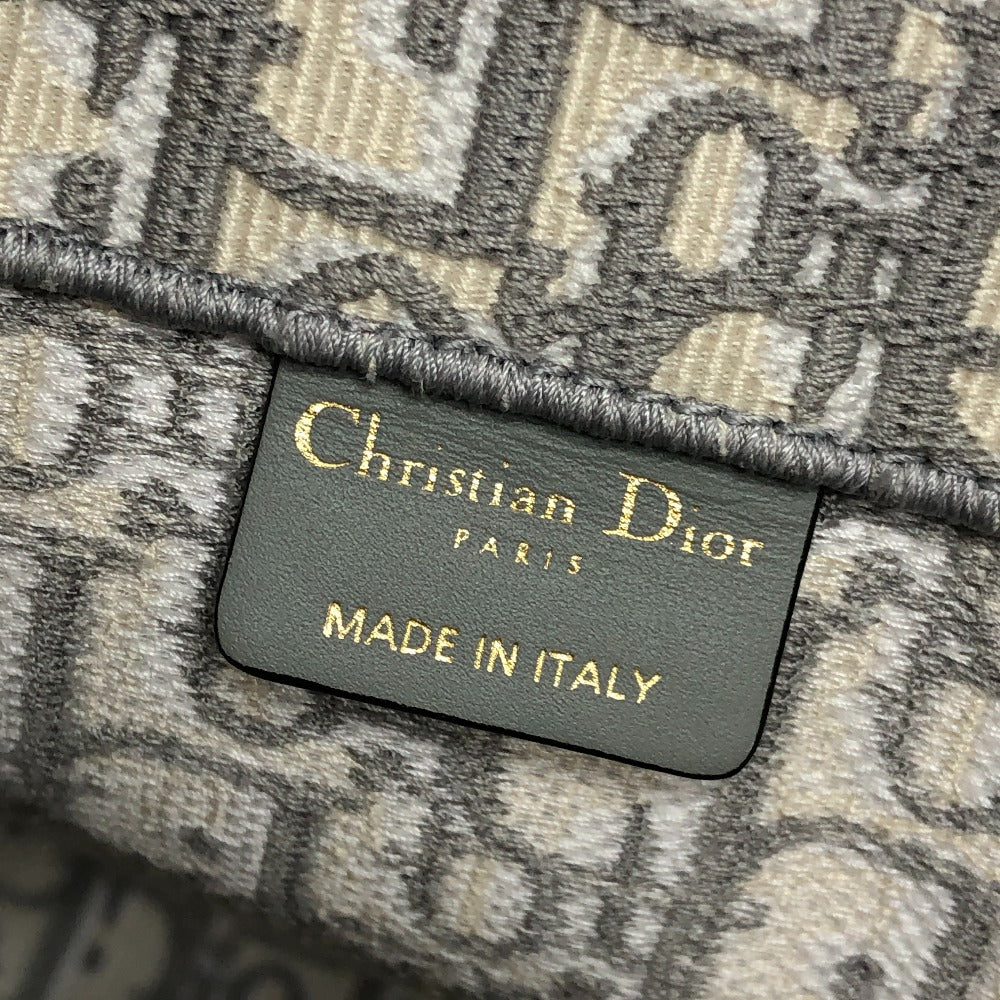 Dior ブックトート ミディアム カバン ハンドバッグ オブリーク エンブロイダリー トートバッグ キャンバス レディース グレー