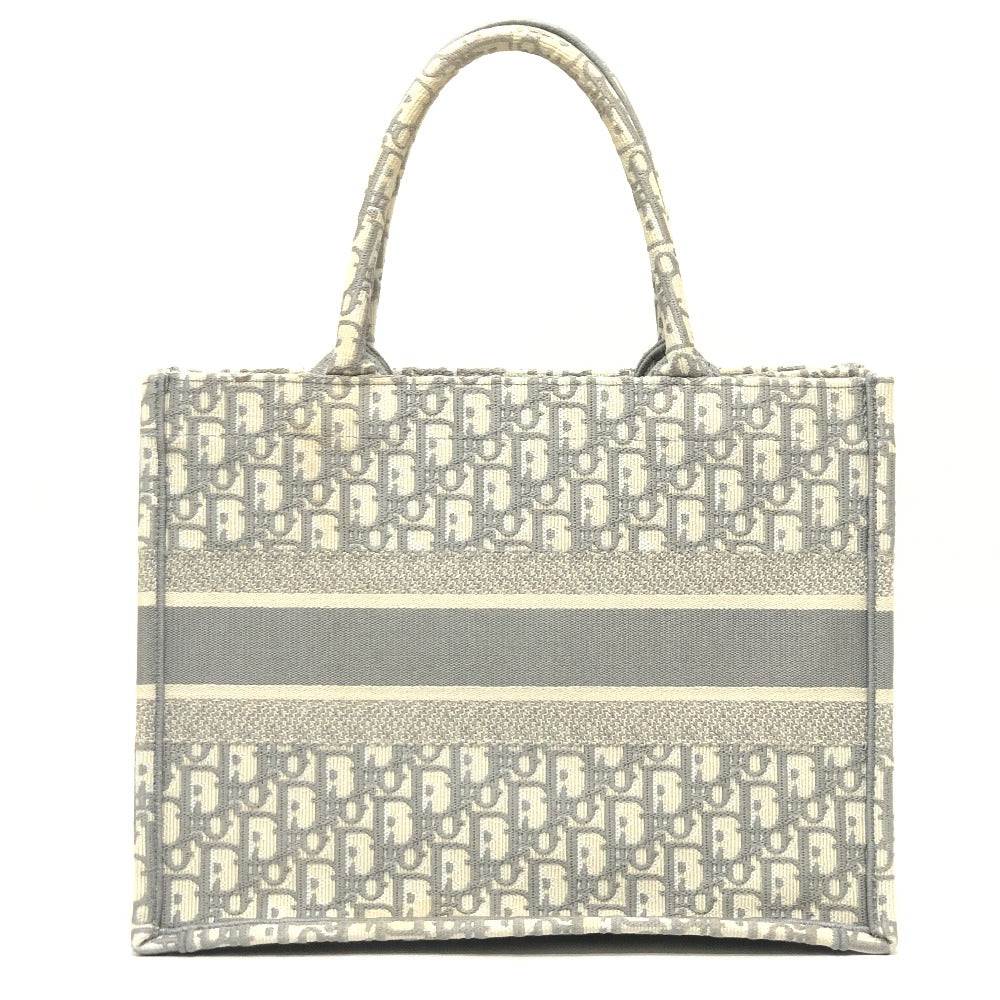 Dior ブックトート ミディアム カバン ハンドバッグ オブリーク エンブロイダリー トートバッグ キャンバス レディース グレー