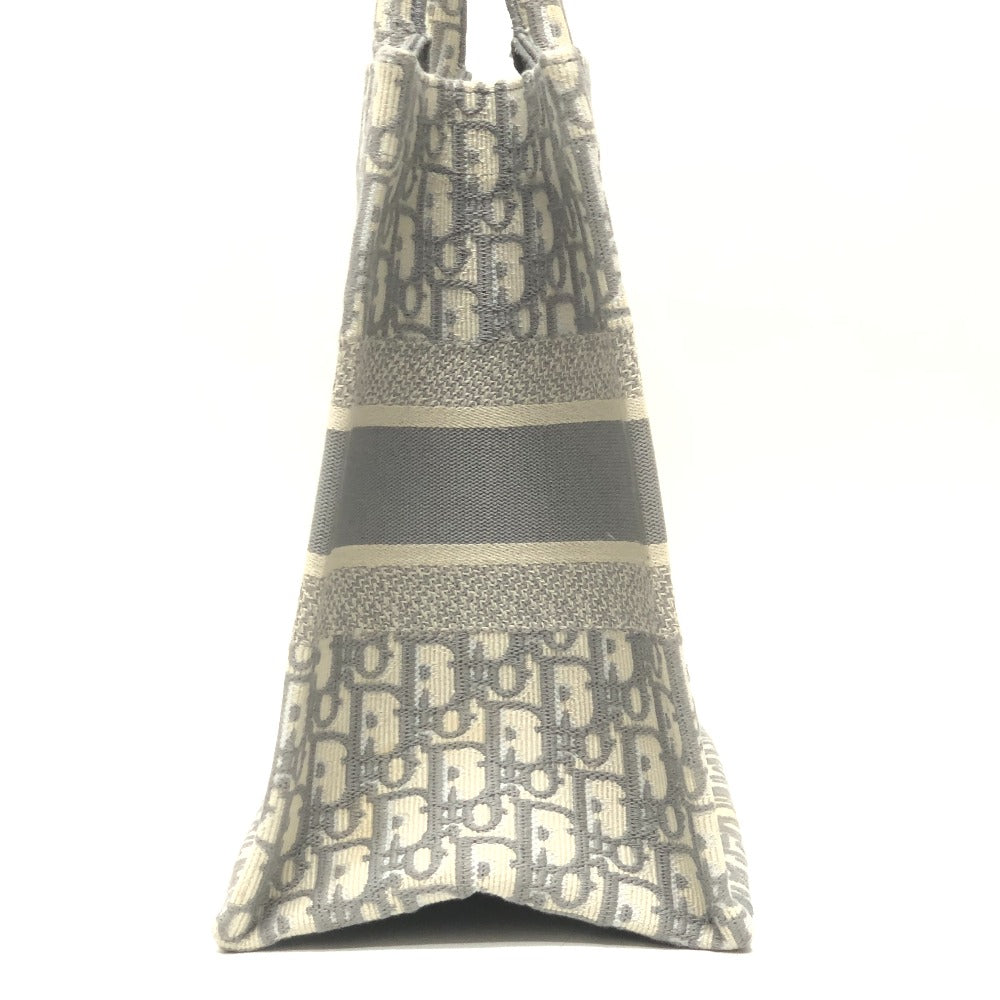 Dior ブックトート ミディアム カバン ハンドバッグ オブリーク エンブロイダリー トートバッグ キャンバス レディース グレー