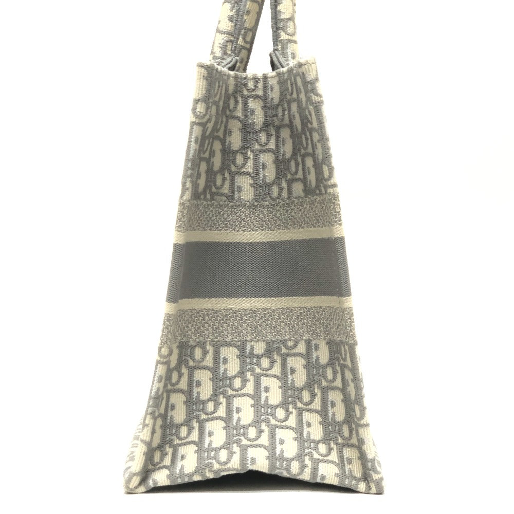 Dior ブックトート ミディアム カバン ハンドバッグ オブリーク エンブロイダリー トートバッグ キャンバス レディース グレー