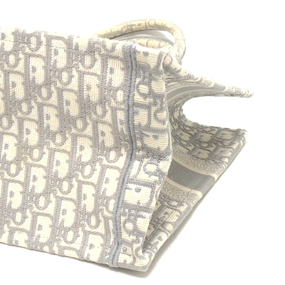 Dior ブックトート ミディアム カバン ハンドバッグ オブリーク エンブロイダリー トートバッグ キャンバス レディース グレー