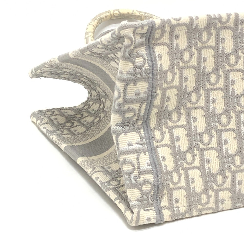 Dior ブックトート ミディアム カバン ハンドバッグ オブリーク エンブロイダリー トートバッグ キャンバス レディース グレー