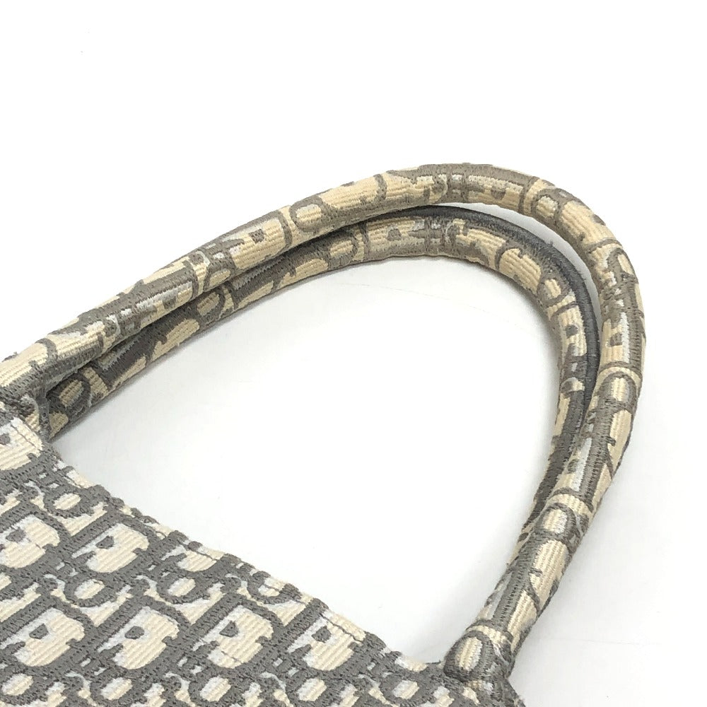 Dior ブックトート ミディアム カバン ハンドバッグ オブリーク エンブロイダリー トートバッグ キャンバス レディース グレー