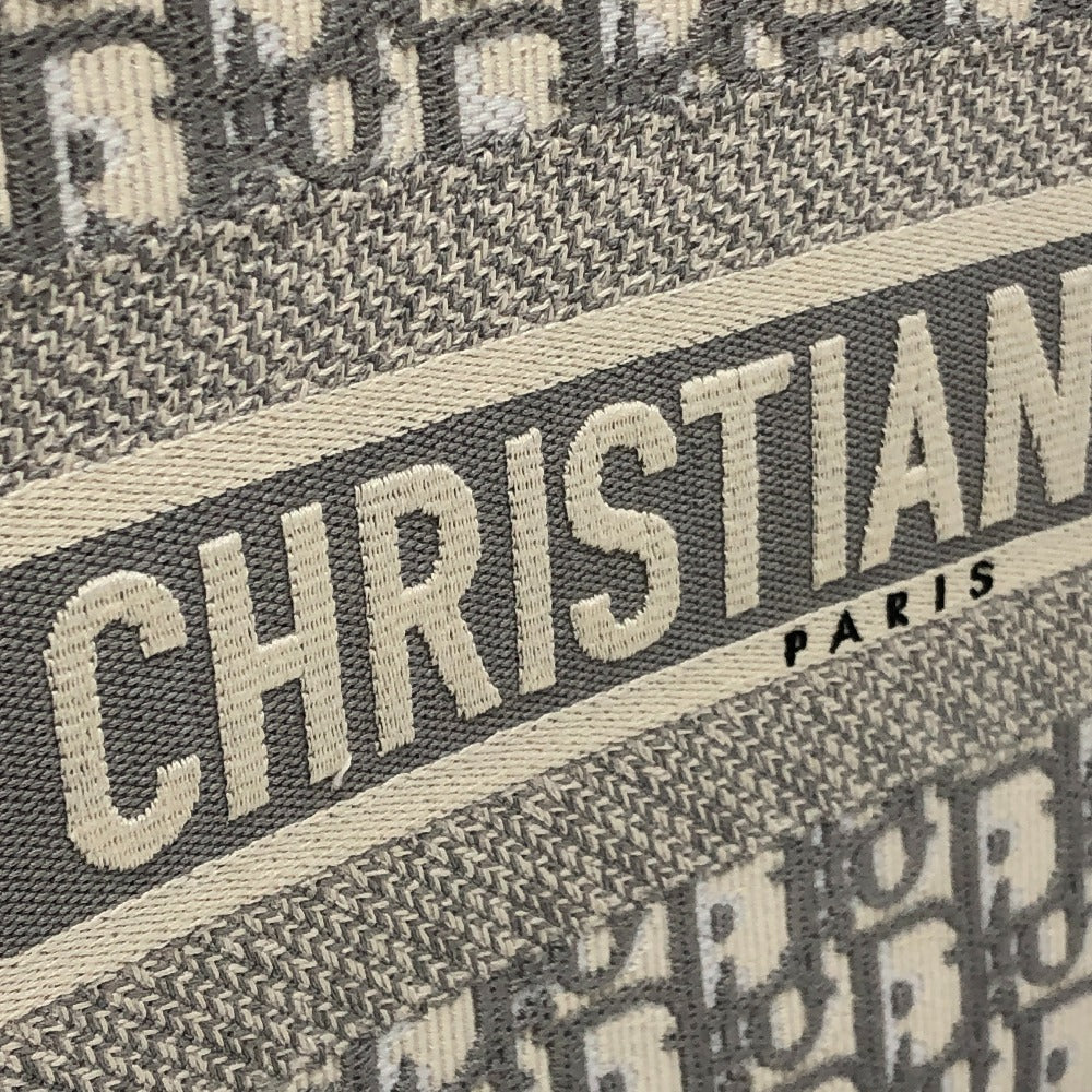 Dior ブックトート ミディアム カバン ハンドバッグ オブリーク エンブロイダリー トートバッグ キャンバス レディース グレー