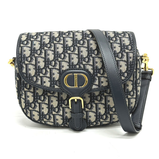 Dior CD カナージュ カロ チェーン ショルダーバッグ レザー レディース グレー