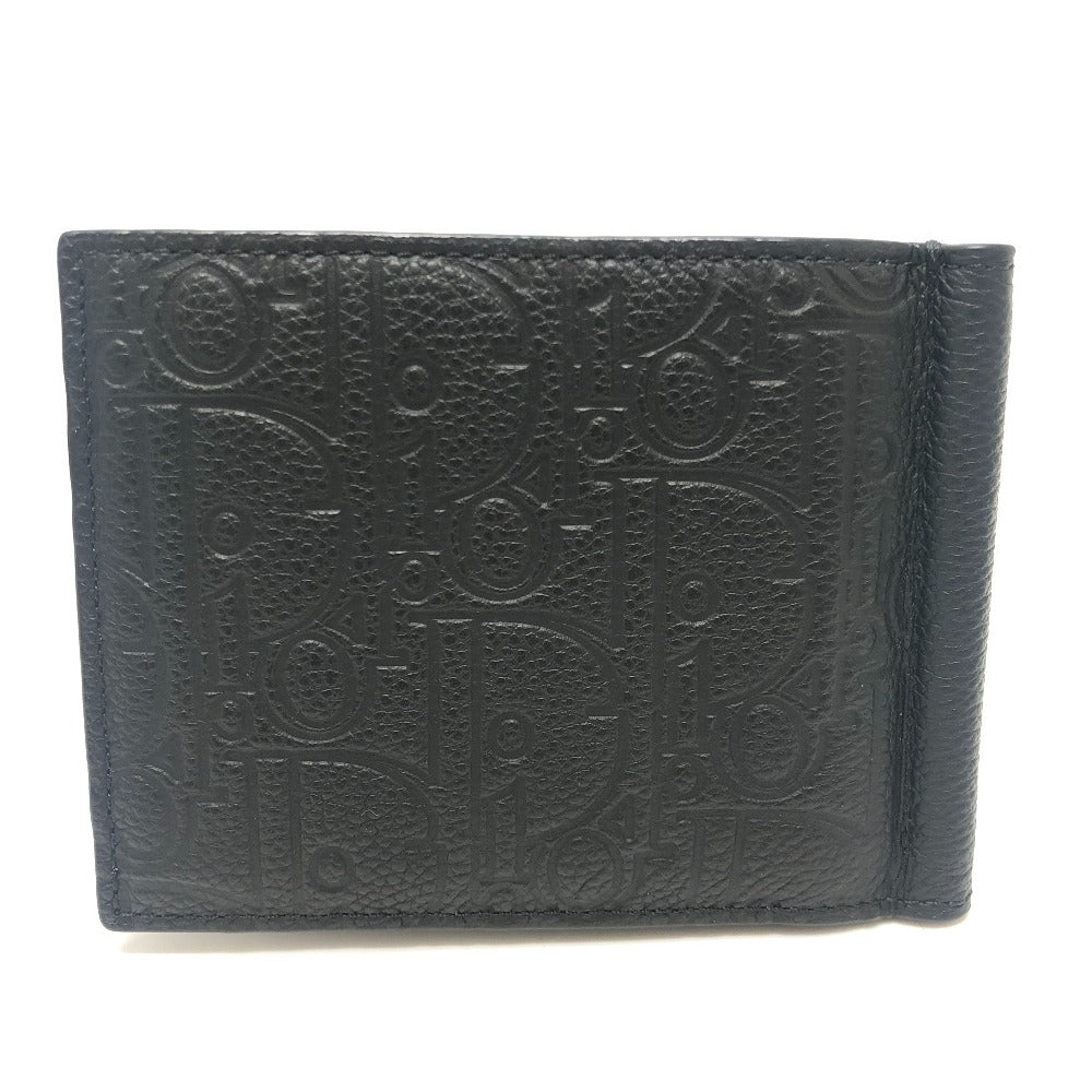 Dior 2ESBH069FLG_H00N Gravity Money Clip Wallet Bi-fold Wallet Leather Men's Black