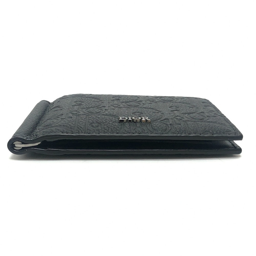 Dior 2ESBH069FLG_H00N Gravity Money Clip Wallet Bi-fold Wallet Leather Men's Black