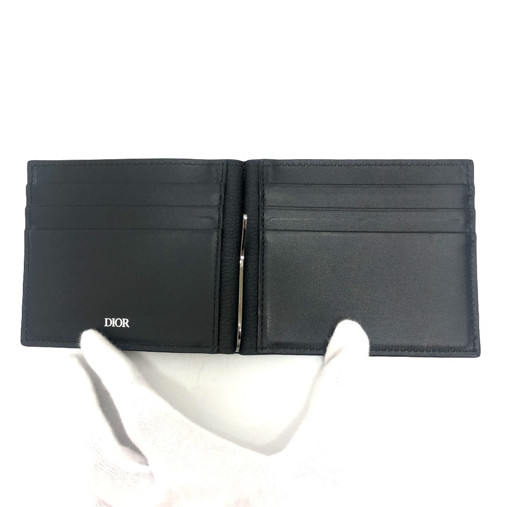 Dior 2ESBH069FLG_H00N Gravity Money Clip Wallet Bi-fold Wallet Leather Men's Black