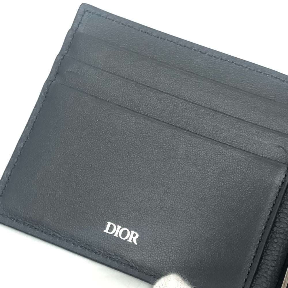 Dior 2ESBH069FLG_H00N Gravity Money Clip Wallet Bi-fold Wallet Leather Men's Black