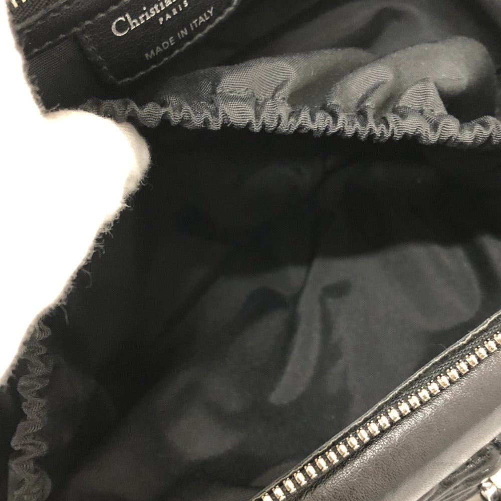 Dior カレーニナ CDロゴ カバン ロゴチャーム ギャザー ハンドバッグ レザー レディース ブラック