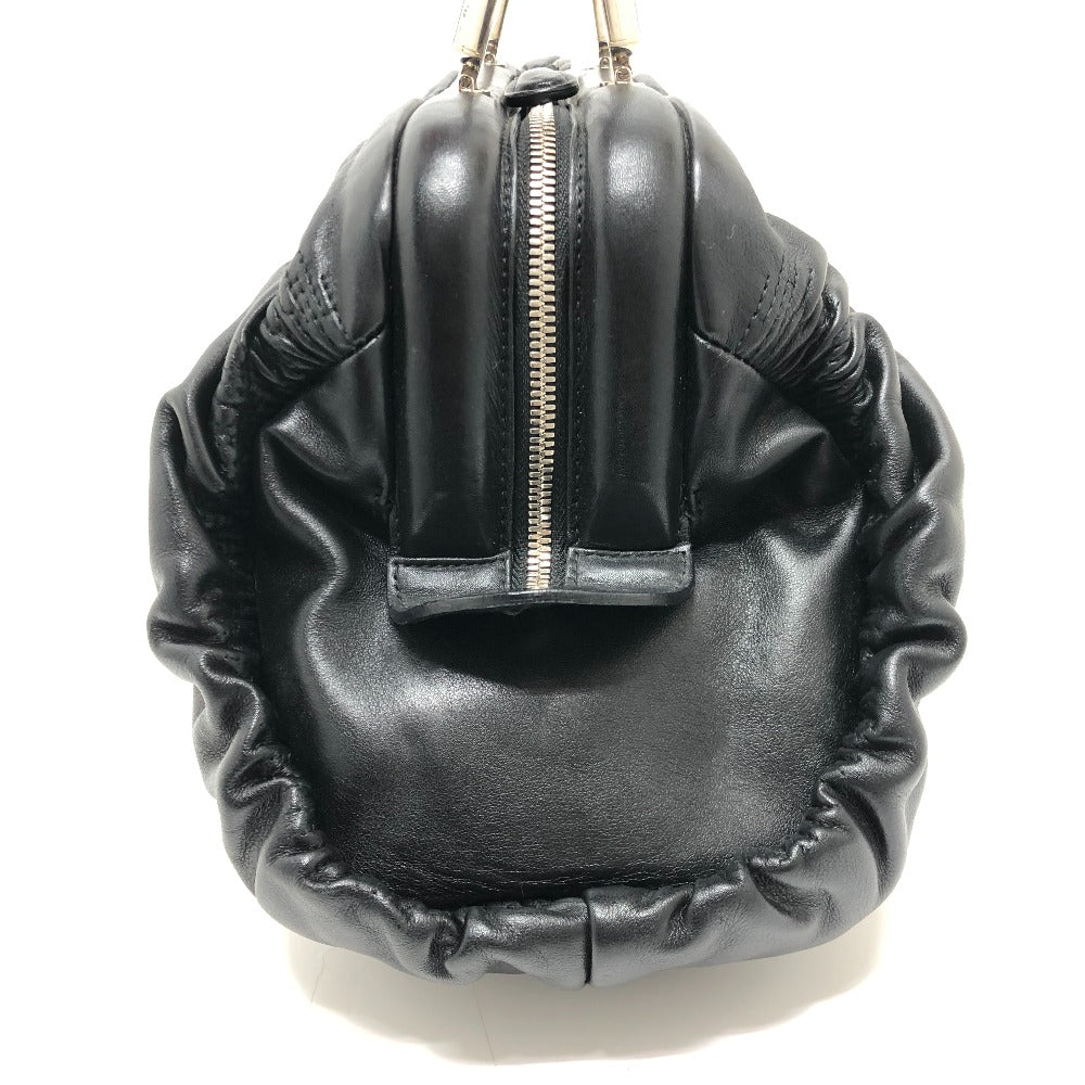 Dior カレーニナ CDロゴ カバン ロゴチャーム ギャザー ハンドバッグ レザー レディース ブラック