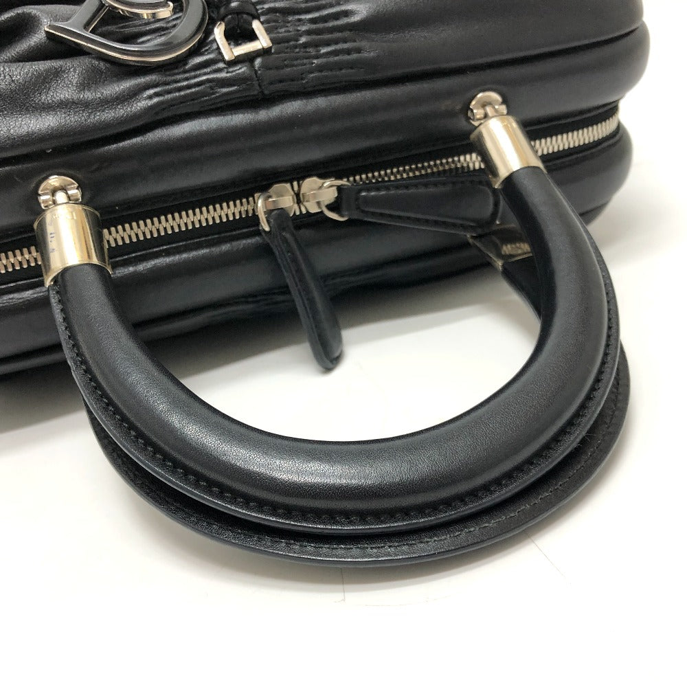 Dior カレーニナ CDロゴ カバン ロゴチャーム ギャザー ハンドバッグ レザー レディース ブラック