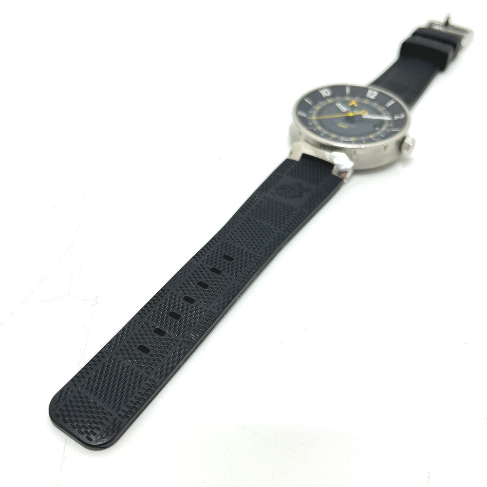 LOUIS VUITTON Q8D30 タンブール ムーン GMT 自動巻き 腕時計 SS メンズ シルバー