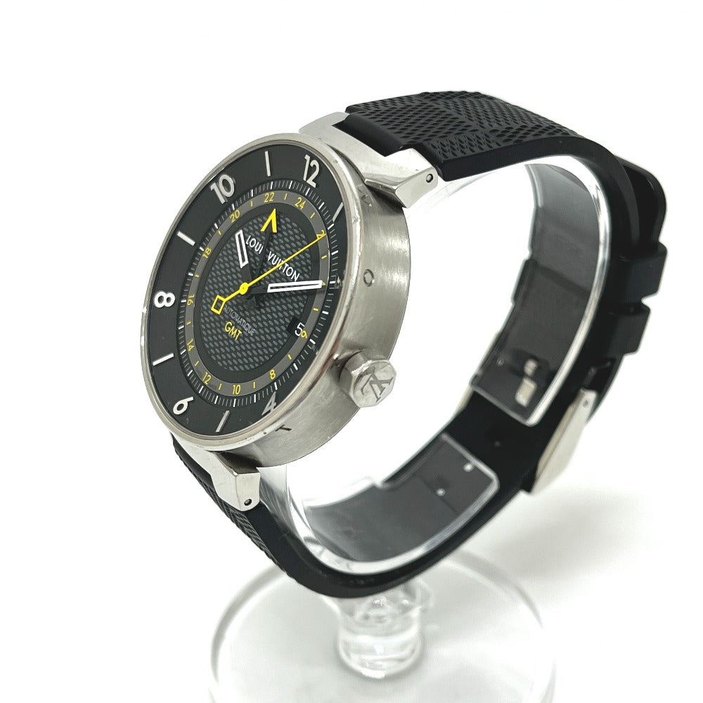 LOUIS VUITTON Q8D30 タンブール ムーン GMT 自動巻き 腕時計 SS メンズ シルバー