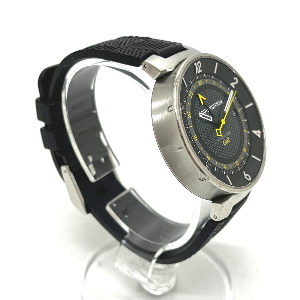 LOUIS VUITTON Q8D30 タンブール ムーン GMT 自動巻き 腕時計 SS メンズ シルバー