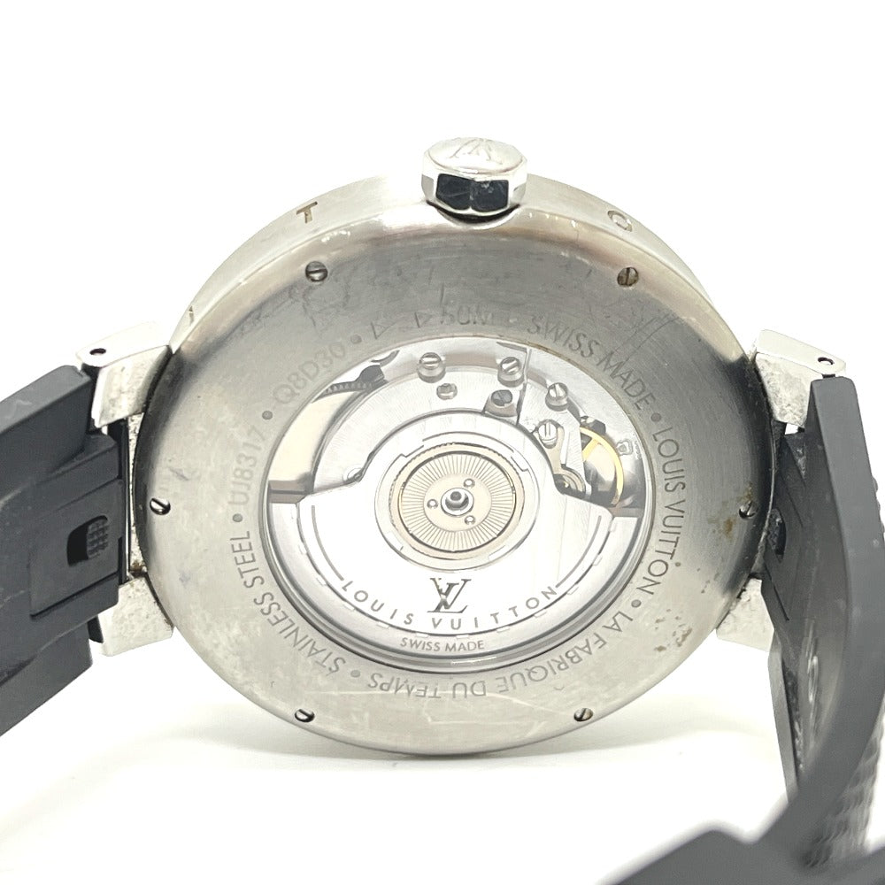 LOUIS VUITTON Q8D30 タンブール ムーン GMT 自動巻き 腕時計 SS メンズ シルバー