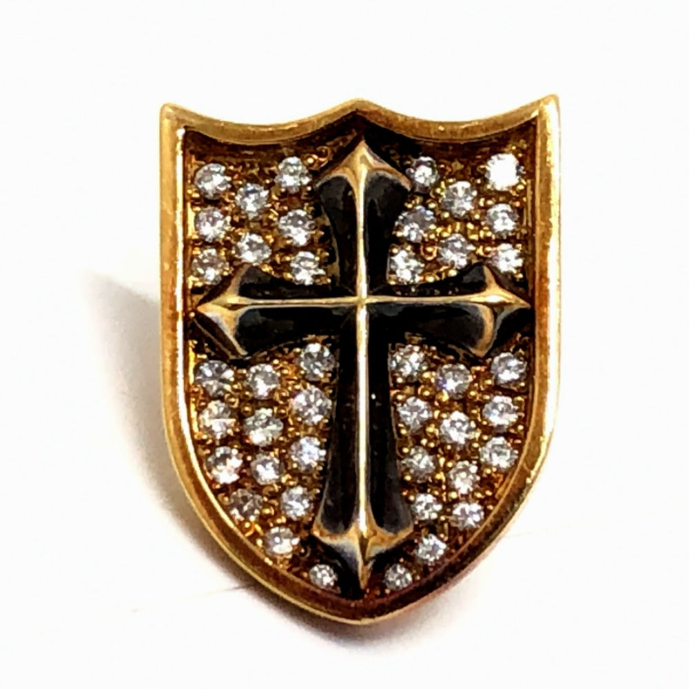 jewelry K18 emblem diamond D0.42ct pin badge K18 ladies gold