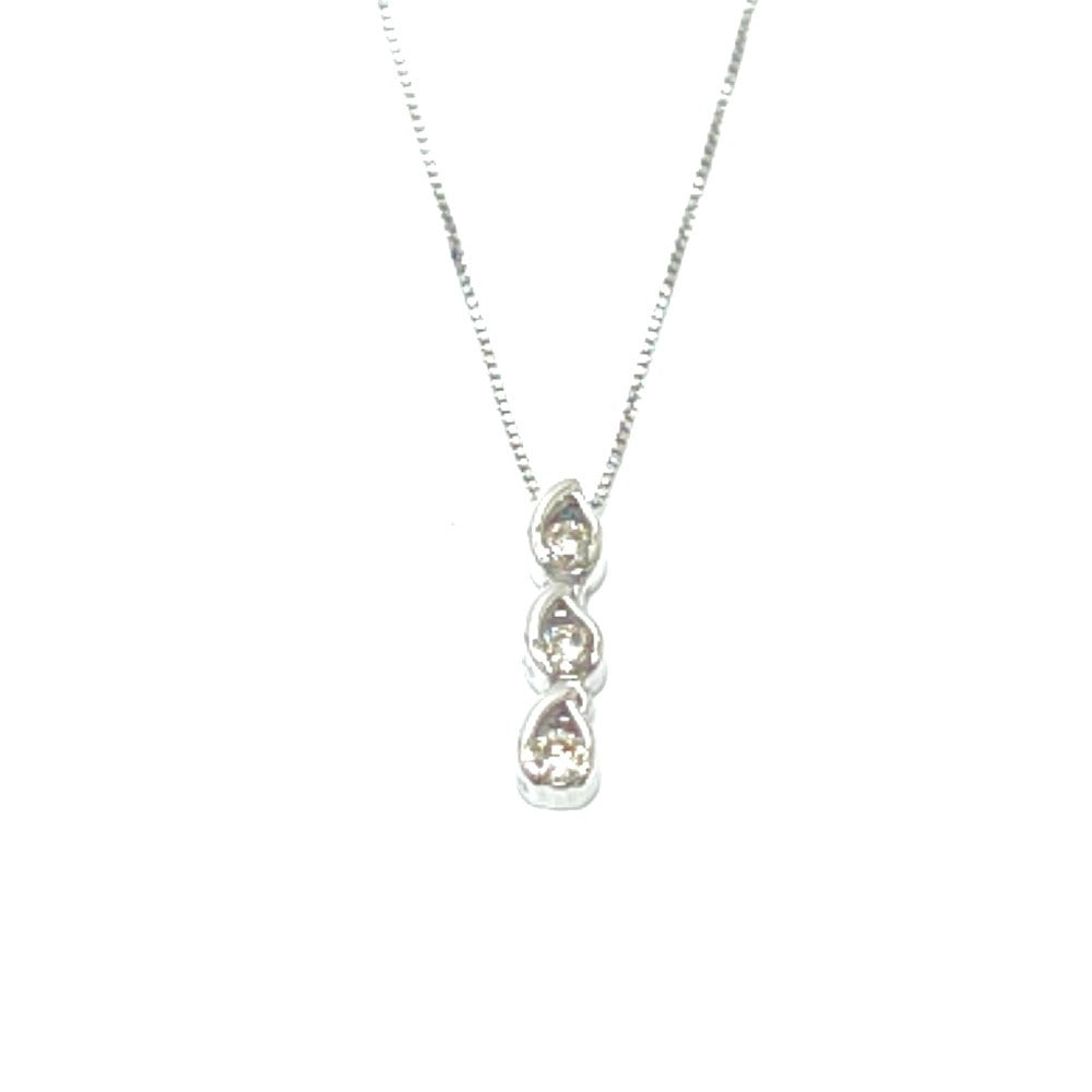 jewelry K10GW 3Pダイヤ ネックレス K18WG レディース シルバー