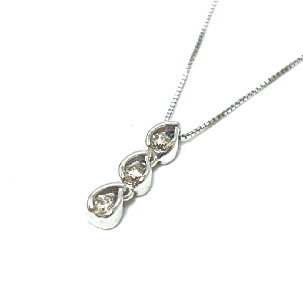 jewelry K10GW 3Pダイヤ ネックレス K18WG レディース シルバー