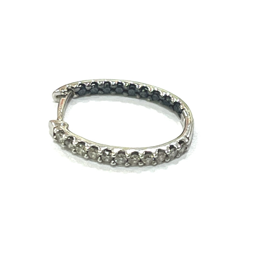 jewelry K18WG D0.20ct ダイヤ×ブラックダイヤ 片耳 ループ 宝石 ピアス K18WG レディース シルバー