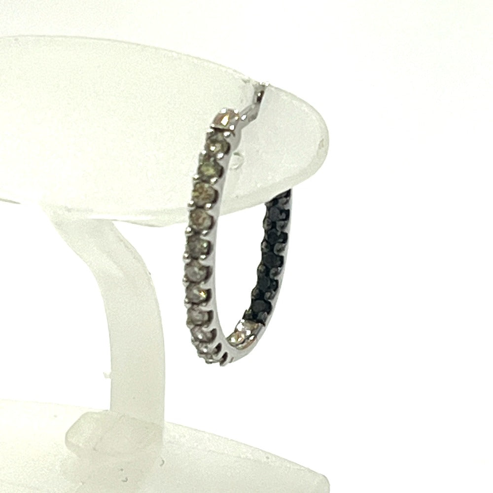 jewelry K18WG D0.20ct ダイヤ×ブラックダイヤ 片耳 ループ 宝石 ピアス K18WG レディース シルバー