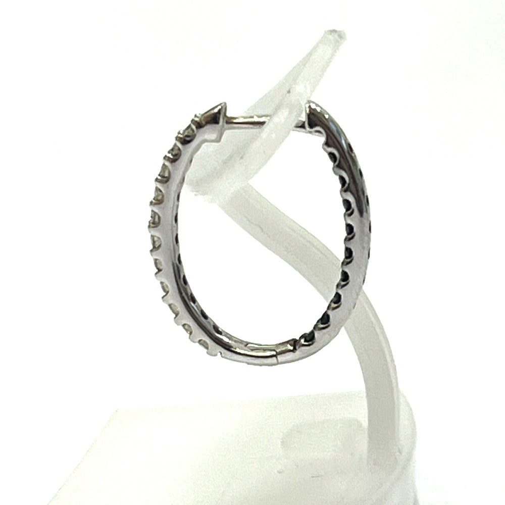 jewelry K18WG D0.20ct ダイヤ×ブラックダイヤ 片耳 ループ 宝石 ピアス K18WG レディース シルバー