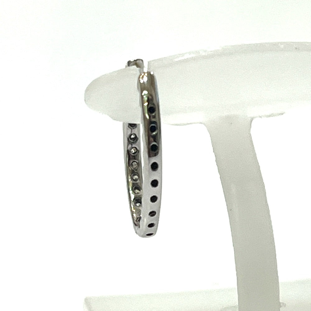 jewelry K18WG D0.20ct ダイヤ×ブラックダイヤ 片耳 ループ 宝石 ピアス K18WG レディース シルバー