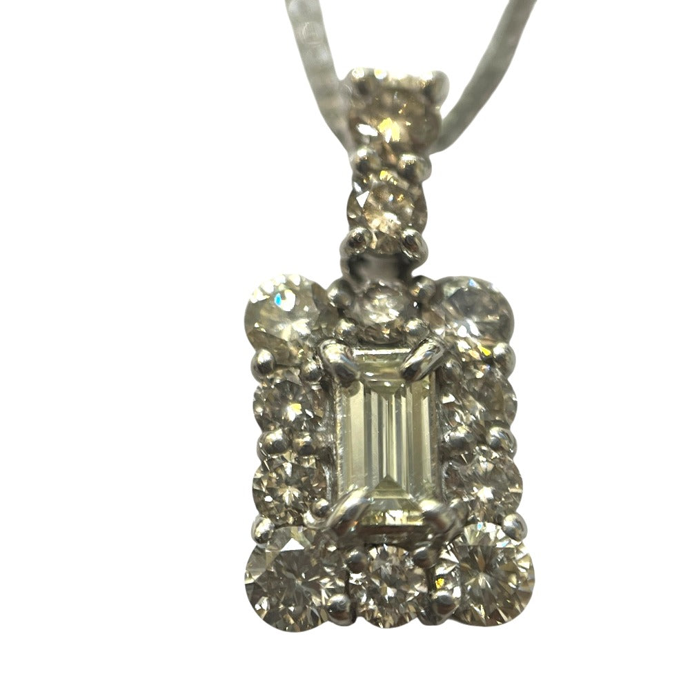 jewelry Pt850 x Pt900 D0.40ct Fancy Cut Diamond Accessories Necklace Pt900/Pt850 Silver Used