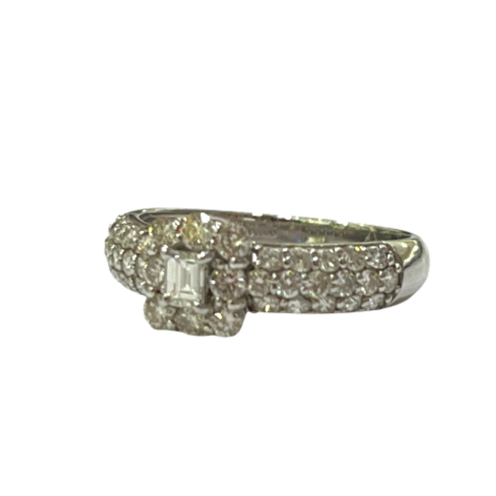 jewelry Pt900 D1.00ct Fancy Cut Diamond Accessories Ring Pt900 Silver Used
