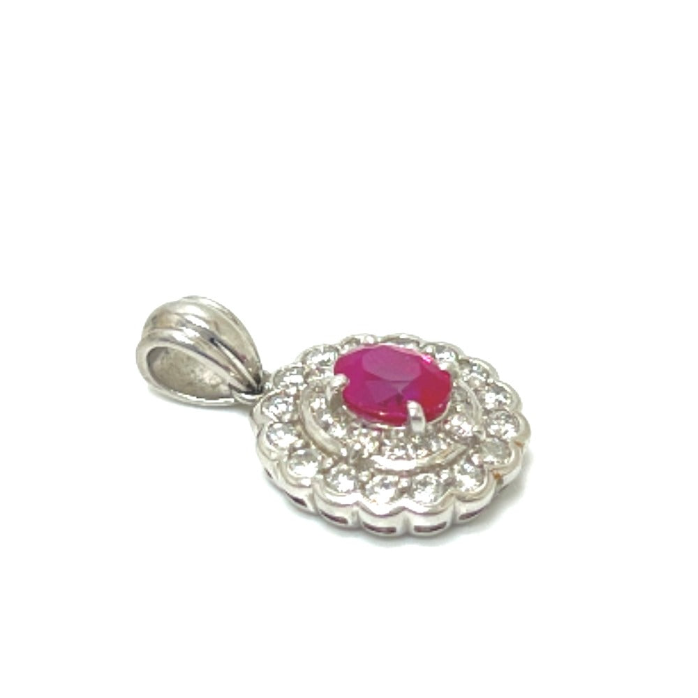 jewelry Pt900　D0.062ct R0.97ct ルビー ダイヤ ペンダントトップ Pt900 レディース シルバー