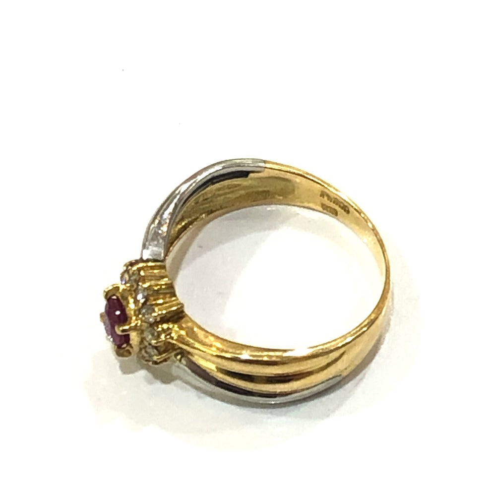 Jewelry K18×Pt900 R0.33ct D0.15ct Ruby and Diamond Accessory Ring K18/Pt900 Women's Gold