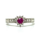 Jewelry Pt900 R0.30ct D0.24ct Ruby Heart Diamond Accessory Ring Pt900 Women's Silver