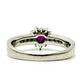 Jewelry Pt900 R0.30ct D0.24ct Ruby Heart Diamond Accessory Ring Pt900 Women's Silver