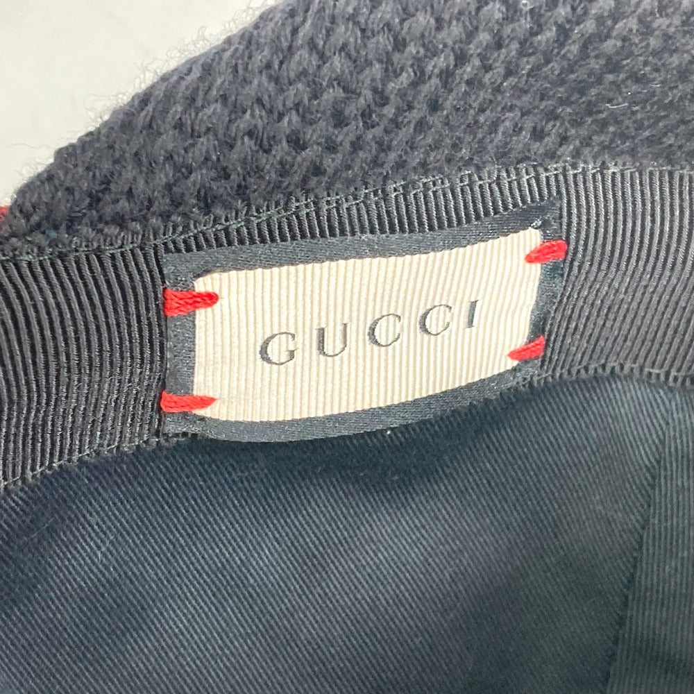 GUCCI 439029 ニット帽 帽子 チェック ポンポンつき キャップ コットン レディース レッド