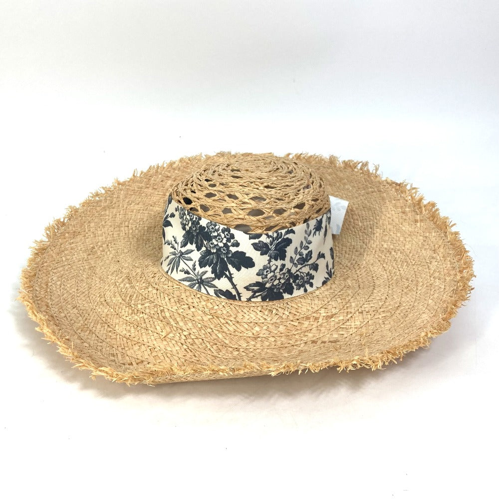 GUCCI 408789 ハット帽 帽子 バケットハット ボブハット ハーバリウム リボン フローラ ストローハット ハット ラフィア レディース ベージュ - brandshop-reference