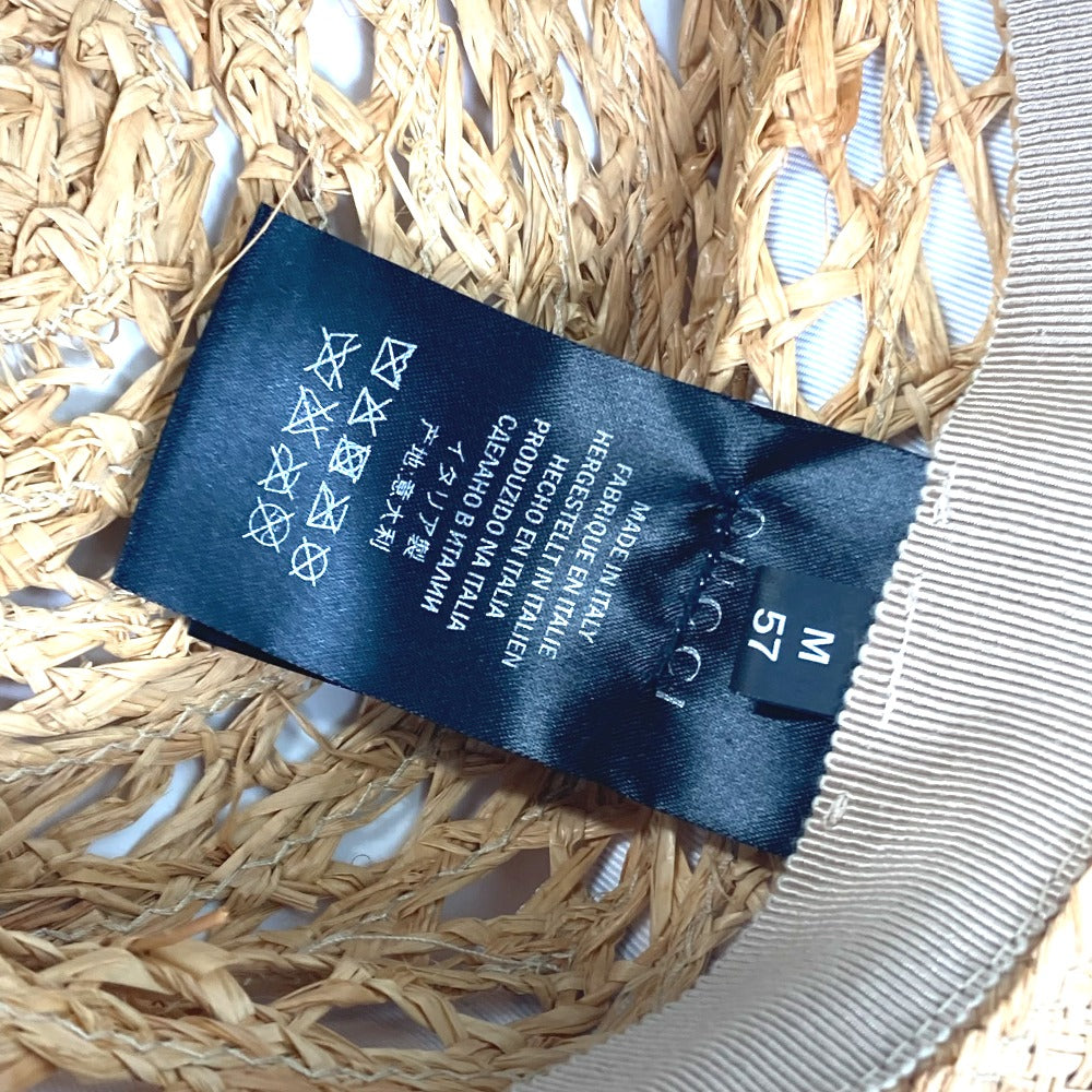 GUCCI 408789 ハット帽 帽子 バケットハット ボブハット ハーバリウム リボン フローラ ストローハット ハット ラフィア レディース ベージュ - brandshop-reference