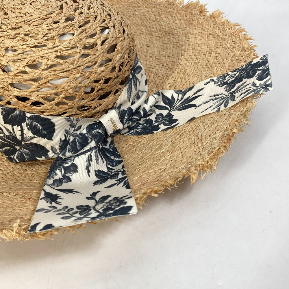 GUCCI 408789 ハット帽 帽子 バケットハット ボブハット ハーバリウム リボン フローラ ストローハット ハット ラフィア レディース ベージュ - brandshop-reference